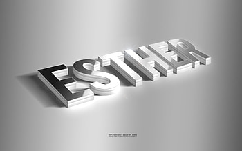Esther, silver 3d art, gray background, with names, Esther name, Esther greeting card, 3d art, with Esther name HD wallpaper