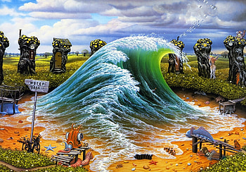 The Wave, landscape, artwork, clouds, water HD wallpaper