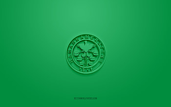 Hamarkameratene, creative 3D logo, green background, Eliteserien, 3d emblem, Norwegian football club, Norway, 3d art, football, Hamarkameratene 3d logo HD wallpaper