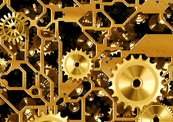 Gold, Miscellanea, Miscellaneous, Mechanism, Gears HD wallpaper