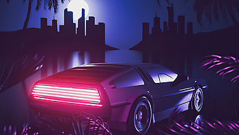 Delorean Retrowave Miami, delorean, cars, artist, artwork, digital-art, retrowave HD wallpaper