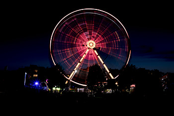 Ferris wheel, amusement park, night, dark HD wallpaper