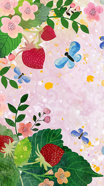 Springtime, flower, butterfly, fruit, plant, artistic, spring HD phone wallpaper