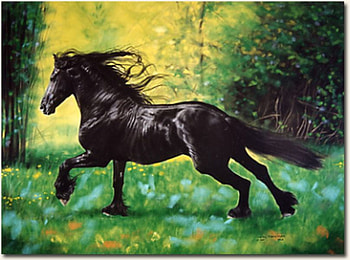 vagabond, black, painting, art, trees, flowers, forest HD wallpaper