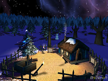 3D Christmas night, night, holidays, popular, 3d, abstract, light, snow, christmas, trees HD wallpaper