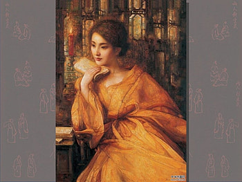 :), di li feng, asian, art, pictura, portrait, dili feng, girl, orange, painting HD wallpaper