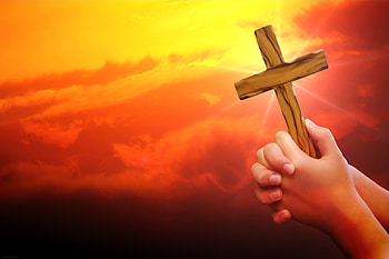 Faith in Hand: Praying Hands Holding Cross, cross, hand, praying, religion HD wallpaper