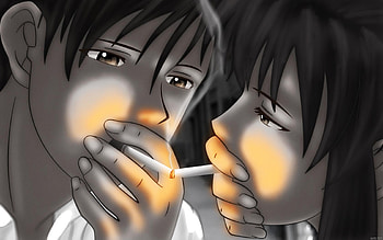 Black Lagoon, black, man, lagoon, cigarette, woman HD wallpaper