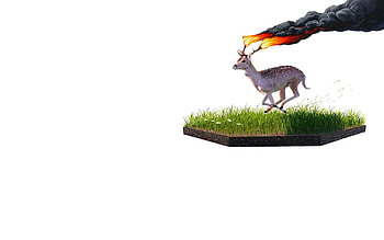 Art, Fire, Animal, Horns, Burning, Antelope HD wallpaper