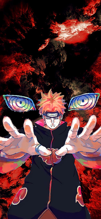 Nagato pain, red, electric blue, art, Shippuden, Uzumaki, Naruto, boruto, Akatsuki, anime HD phone wallpaper