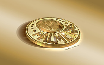 Sociedade Esportiva Palmeiras, golden, 3D, logo, palmeiras HD wallpaper