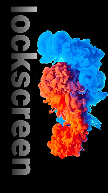 Lock screen, orange, unlock, blue, lock-screen, smoke HD phone wallpaper
