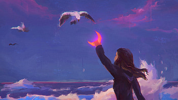 Touching The Birds, artist, artwork, digital-art, deviantart HD wallpaper