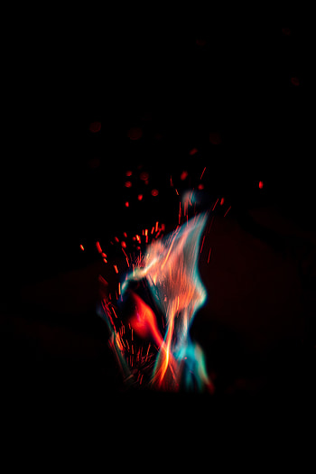 Fire, Macro, Dark, Flame, Sparks HD phone wallpaper