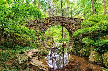 Full Moon Bridge, China, bridge, china, forest, stream HD wallpaper