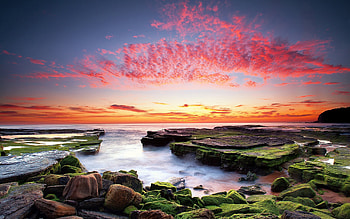 Amazing Coastal Sunset, coastal, pink, graphy, sky, nature, inlet, sunset, beauty HD wallpaper