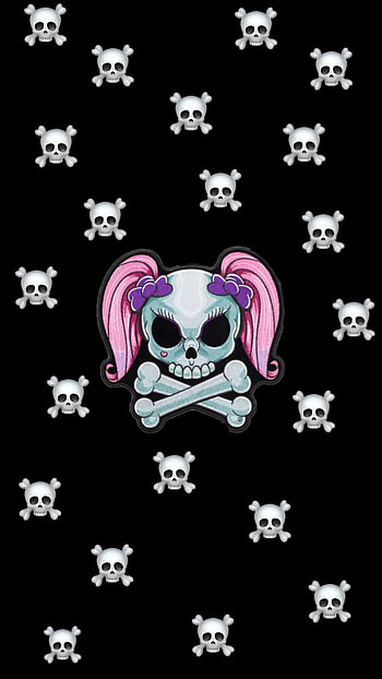 Skulls & Pigtails, girly, pink HD phone wallpaper