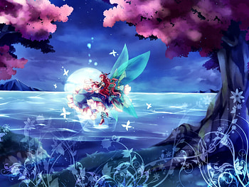 Fairy on nightflight, night, sea, fairytale, river, fantasy HD wallpaper