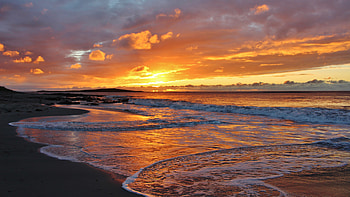 Nature, Sunset, Waves, Shore, Bank, Foam HD wallpaper
