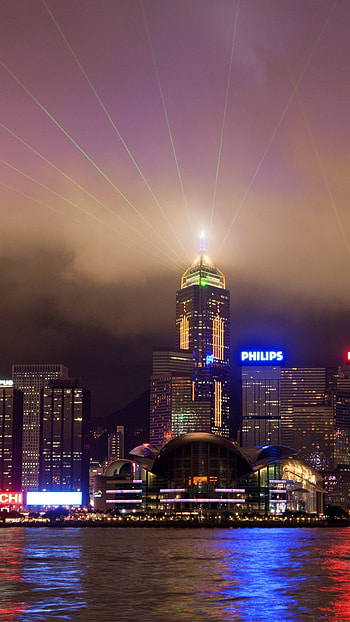 Hong Kong Lights, man made HD phone wallpaper
