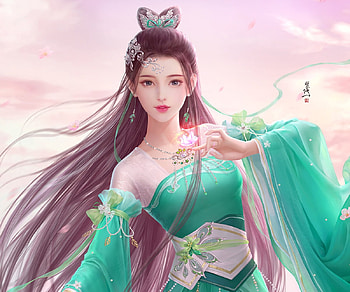 Princess, frumusete, girl, hand, fanxiu, pink, fantasy, green, luminos, fan xiu HD wallpaper