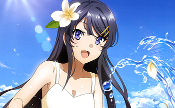 Mai Sakurajima, Anime, Rascal Does Not Dream Of Bunny Girl Senpai, Flower, Sunshine, Water HD wallpaper