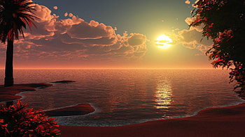 Beautiful Beach Sunset Artwork, beach, sunset, artwork, artist, digital-art HD wallpaper