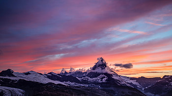 Nature, Sunset, Mountains, Clouds, Fog HD wallpaper