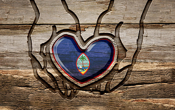 I love Guam, , wooden carving hands, Day of Guam, Guam flag, Flag of Guam, Take care Guam, creative, Guam flag in hand, wood carving, Oceanian countries, Guam HD wallpaper