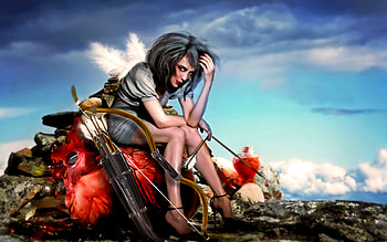 Archer, eyes, girl, beautiful, angel, woman, arrows, body, face, blood, female HD wallpaper