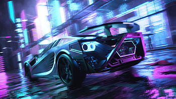 Scifi Neon Cars On Street, scifi, cars, artist, artwork, digital-art HD wallpaper