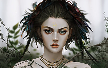 Girl, art, wild, peter xiao, fantasy, face HD wallpaper