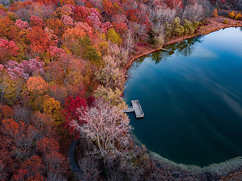 Lake, autumn, nature, aerial view HD wallpaper
