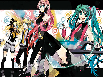 Hatsune Miku, Megurine Luka, Kagamine Rin & Len, awesome, nice, hatsune, kagamine rin, outfit, len, twintail, blue hair, headset, pink hair, anime, pretty, megurine, hatsune miku miku, virtual, colorful, luka, song, heads, rin, cute, vocaloid, dress, beauty, band, music, vocaloids, thighhighs, megurine luka, kagamine len, skirt, beautiful, diva, kagamine, boy, yellow hair, cool, girls, idol HD wallpaper