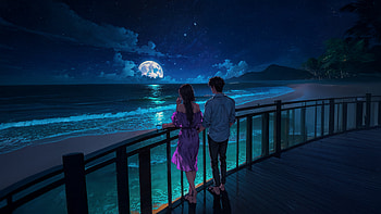 Evening Night With You, love, couple, artist, artwork, digital-art HD wallpaper
