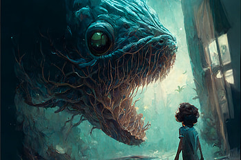 Sea monster., AI Art, horror, child, creature HD wallpaper