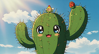 Whimsical Prickly Pear Cactus - Ultra, prickly pear cactus, cactus, Anime, cute, nature, cute anime HD wallpaper