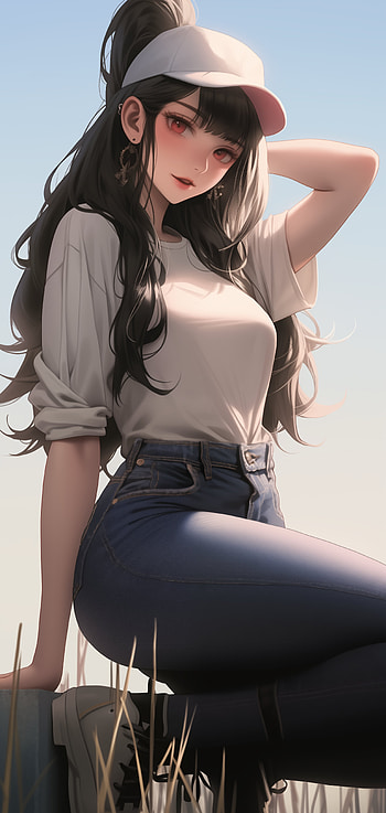 Chic Cartoon Girl in Jeans - Perfect Cute , cartoon, girl, jeans, Beautiful Girl, cute HD phone wallpaper