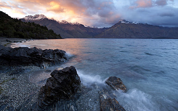 Nature, Rivers, Stones, Mountains, Clouds, Flow, Gloomy, Emptiness, Void, Heavy HD wallpaper