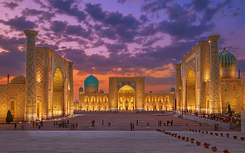 Samarkand, Uzbekistan evening sunset, Islamic architecture, High-quality HD wallpaper