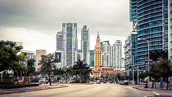 miami, florida, usa, skyscraper, street HD wallpaper