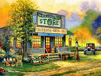 Ole Country Store F1, gasoline, pump, art, beautiful, illustration, country store, artwork, wide screen, painting, gas HD wallpaper