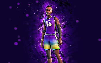 Dynamo Dribbler, , violet neon lights, Fortnite Battle Royale, Fortnite characters, Dynamo Dribbler Skin, Fortnite, Dynamo Dribbler Fortnite HD wallpaper