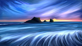 Sunset By The Water, artist, artwork, digital-art, deviantart HD wallpaper