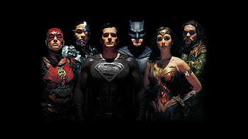 Justice League, cyborg, wonder woman, superheroes, black background, superman, flash, aqua man, batman HD wallpaper