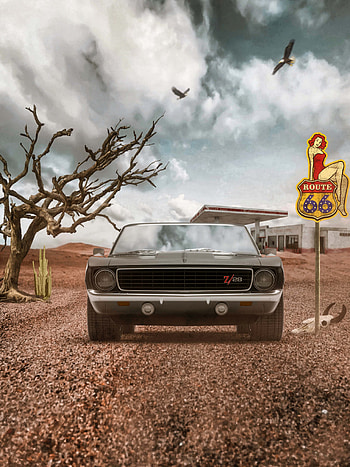 Route 66 road trip, roadtrip, musclecar HD phone wallpaper
