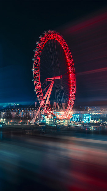 London Eye, Ferris wheel, Premium , Nighttime scene HD phone wallpaper