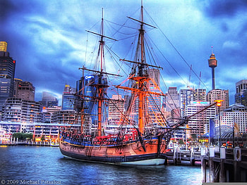 Sailboat, blue, sea, ship, marina, sky, harbor HD wallpaper