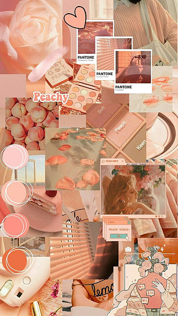 Peachy Aesthetic, orange, pink, collage, pantone HD phone wallpaper