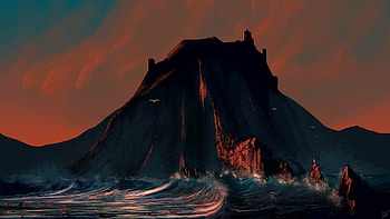 Castle, coast, cliff, art HD wallpaper